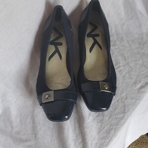 Anne Klein Navy Flats with Silver Accent
